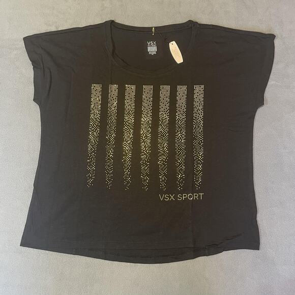 Victorias Secret VSX Sport Shirt Womens Medium Gold Graphic Tee NWT Athletic Top - Picture 1 of 10